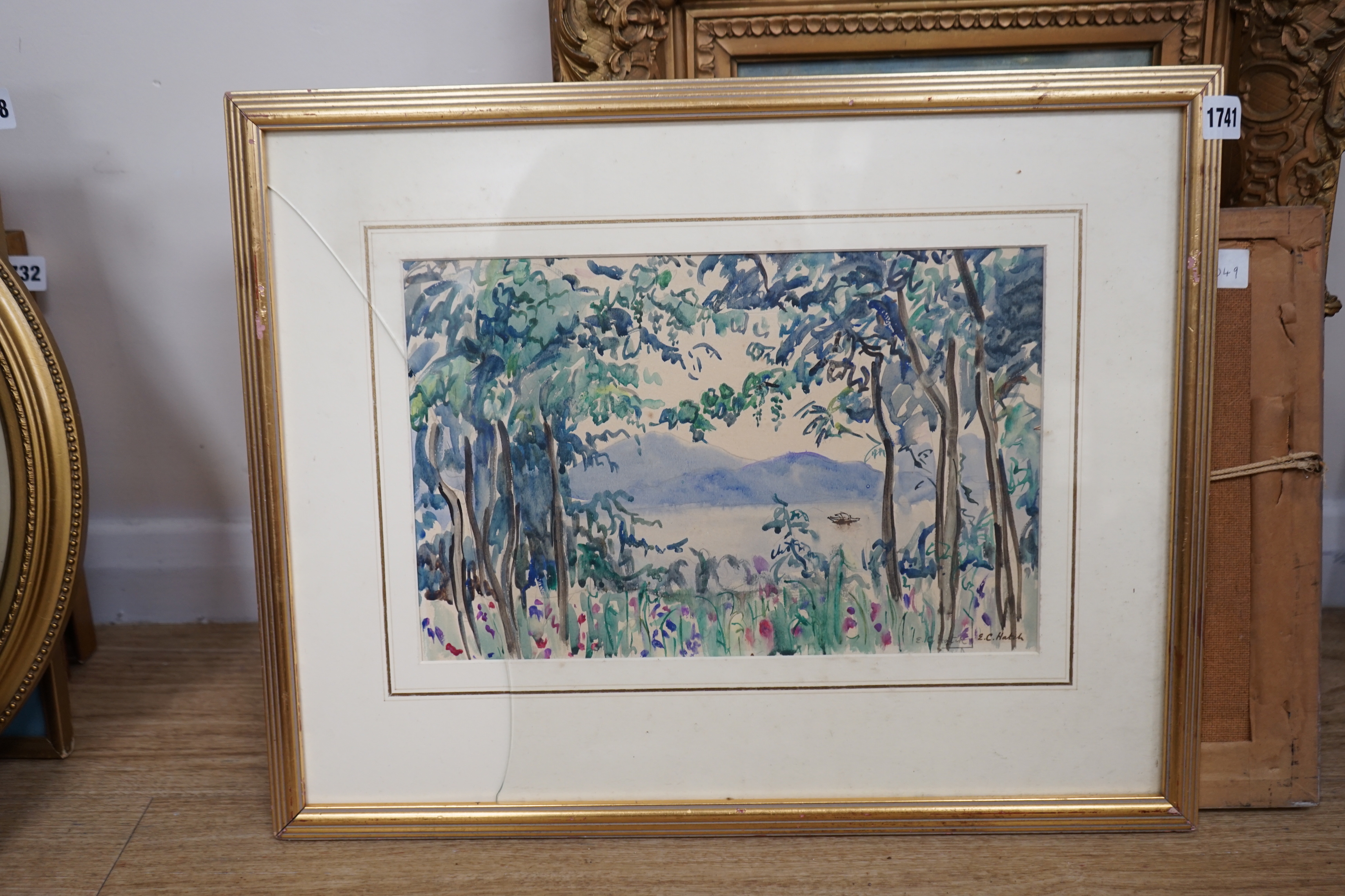 Ethel Charlotte Chase Hatch (1869-1975), watercolour, Malaysian river landscape, signed, 22 x 34cm